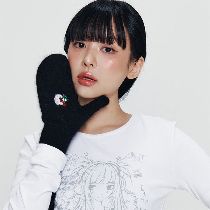 KIRSH（キルシー）の「KIRSH X PYITU ニットミトン【ブラック】（ファッション小物）」