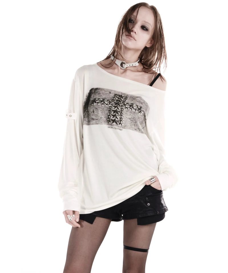 STAR CROSS LONGSLEEVE TOP IVORY