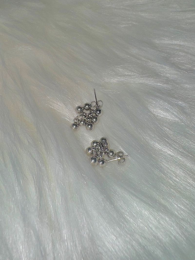 Silver ball drop earring (set)