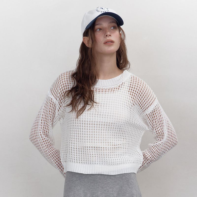 SUNLIT LETTERING BALL CAP (WHITE/NAVY)