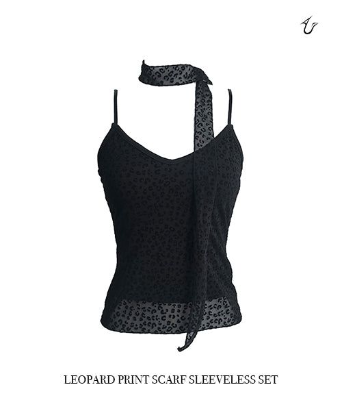 URBAN UNIQUE（アーバンユニーク）の「Leopard print scarf sleeveless set（Tops）」