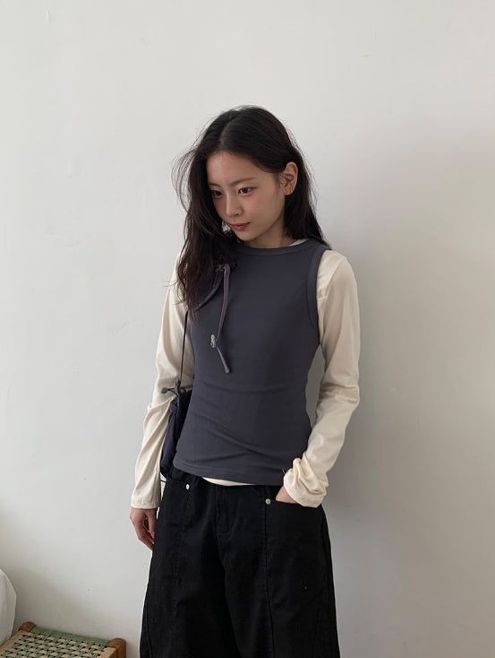 BAON（バオン）の「Royan Color Round Ribbed Sleeveless（Tops）」