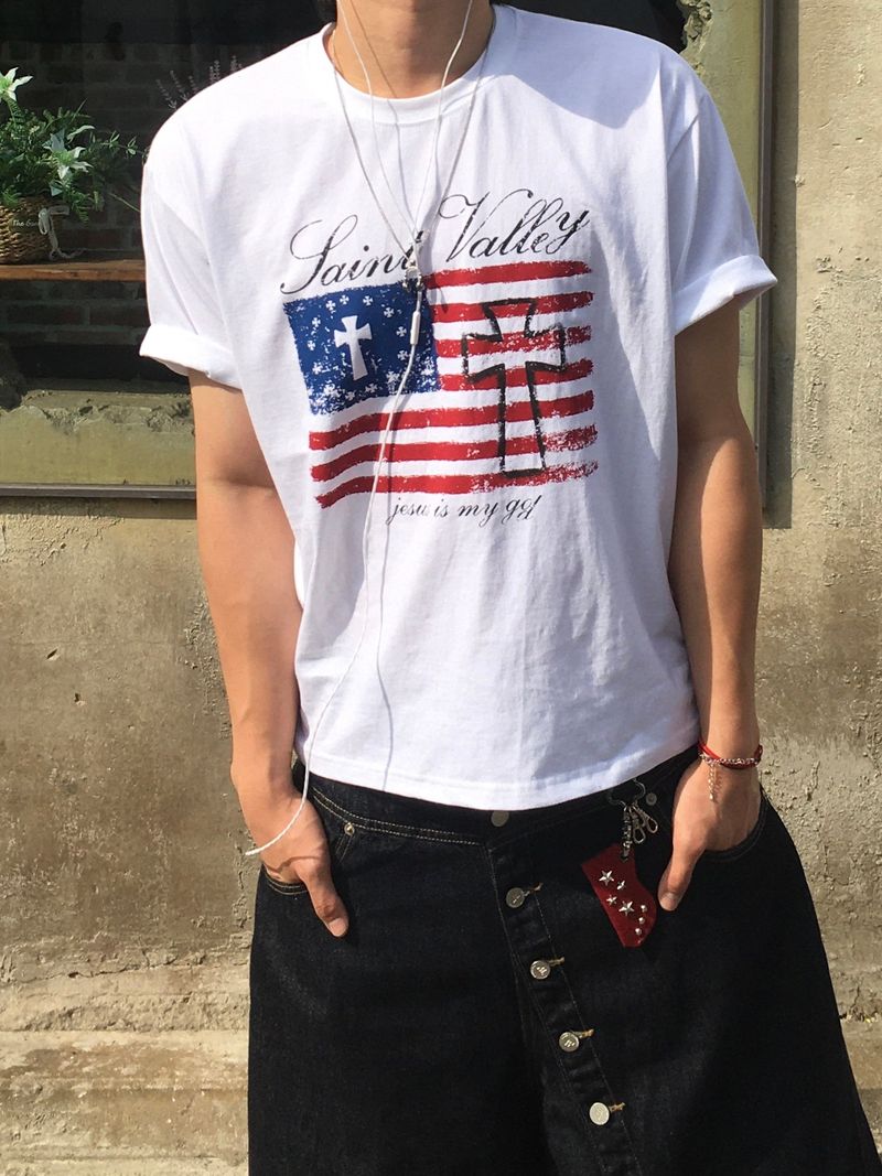 SSROOM(エスエスルーム)の「Vintage Clyde American Flag Short-Sleeved T-Shirt 3C(Tops)」