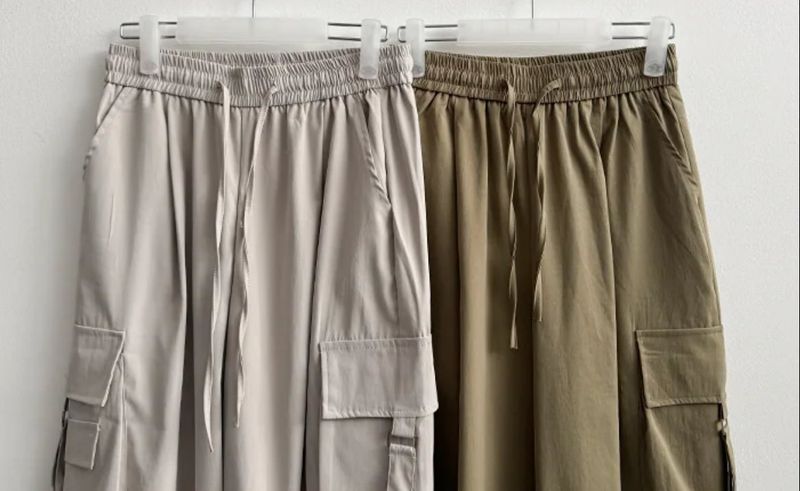 Send-banding two-pocket cargo wide pants