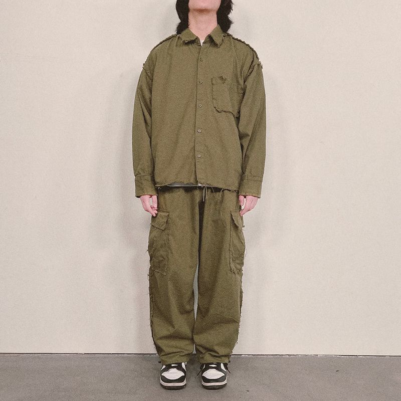 grunge plain shirt_khaki
