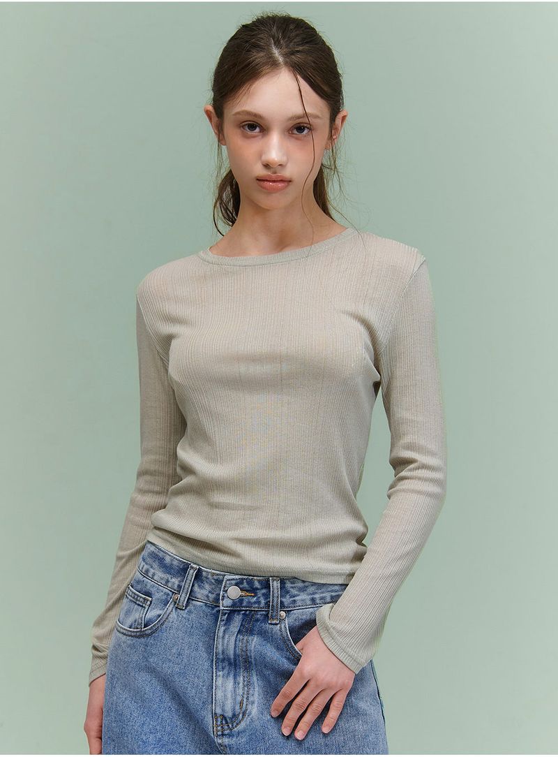 SLIP SHEER WAVE LONGSLEEVE [OLIVE]