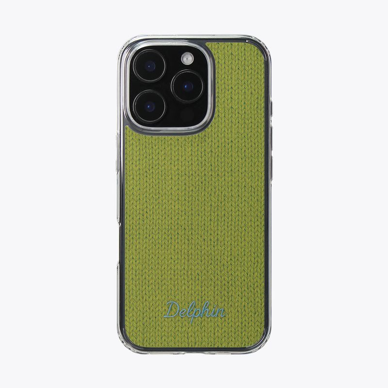 EMBROIDERY KNIT HARD JELL CASE _ OLIVE