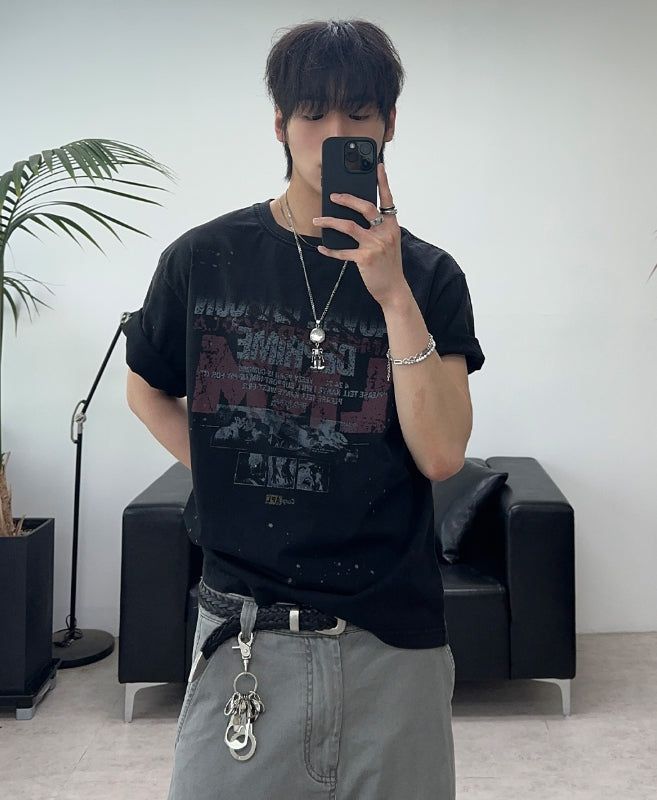 SATIIIZ（サティーズ）の「Howwood Vintage Splatter Short Sleeve Tee（Tops）」