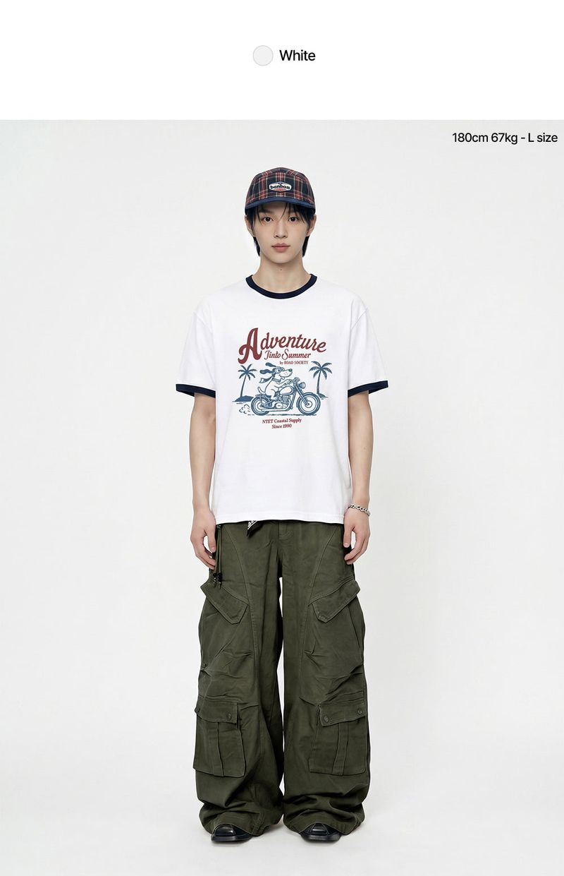 adventure into summer overfit ringer t-shirt (3color)