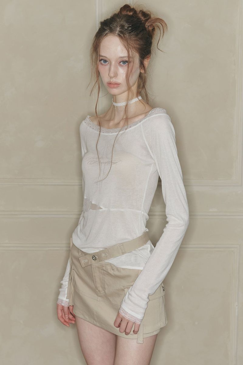 LACE BOATNECK TOP white