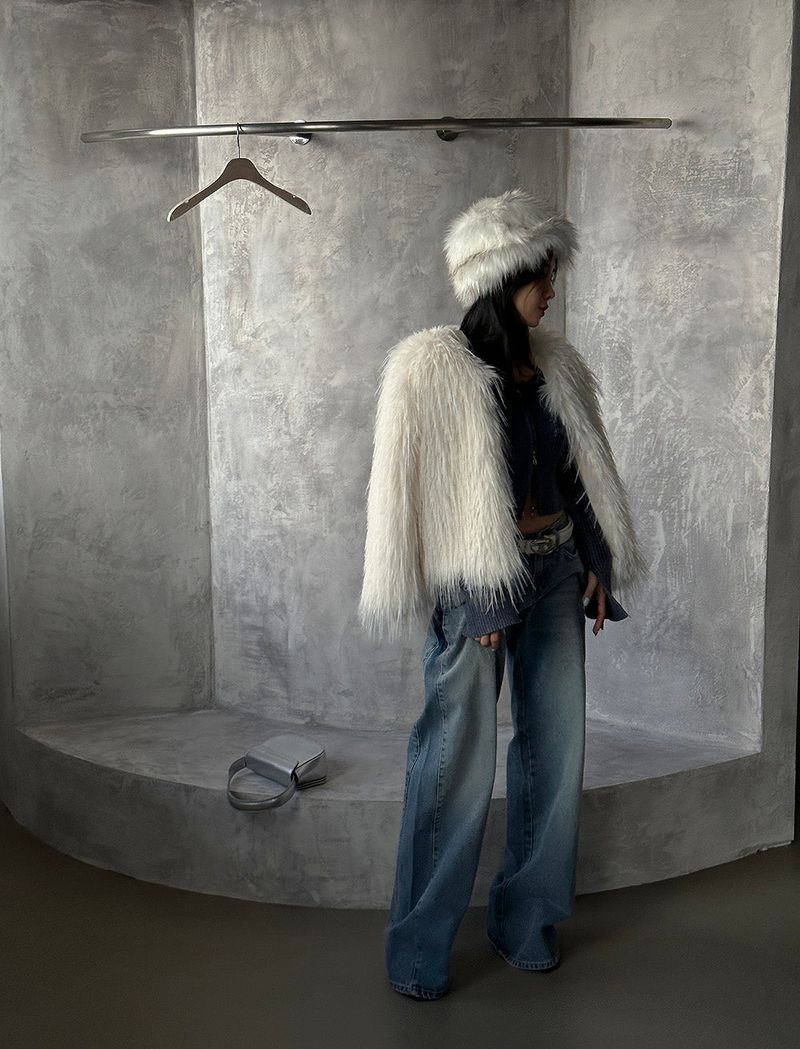 Raccoon Mix Fake Fur Bucket Hat
