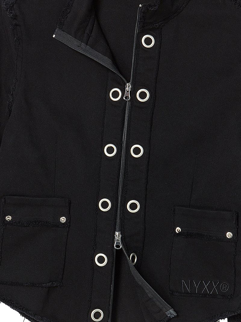 EYELET COTTON JACKET BLACK