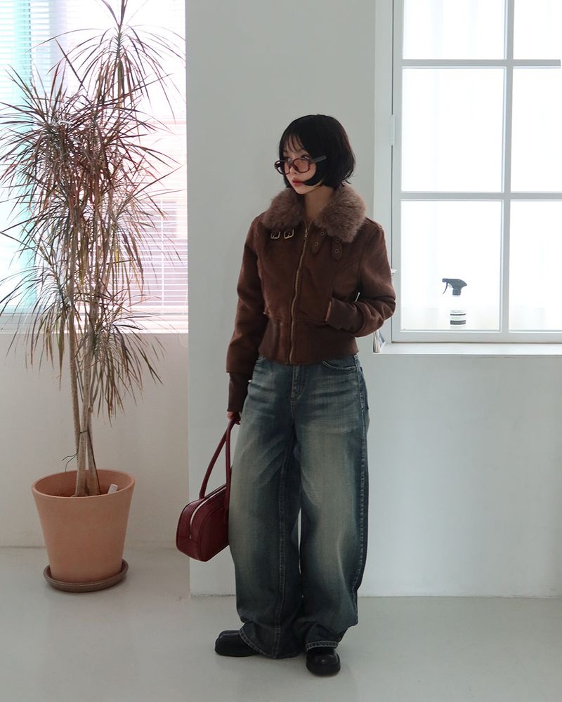 Mocha Vintage Straight Wide Jeans
