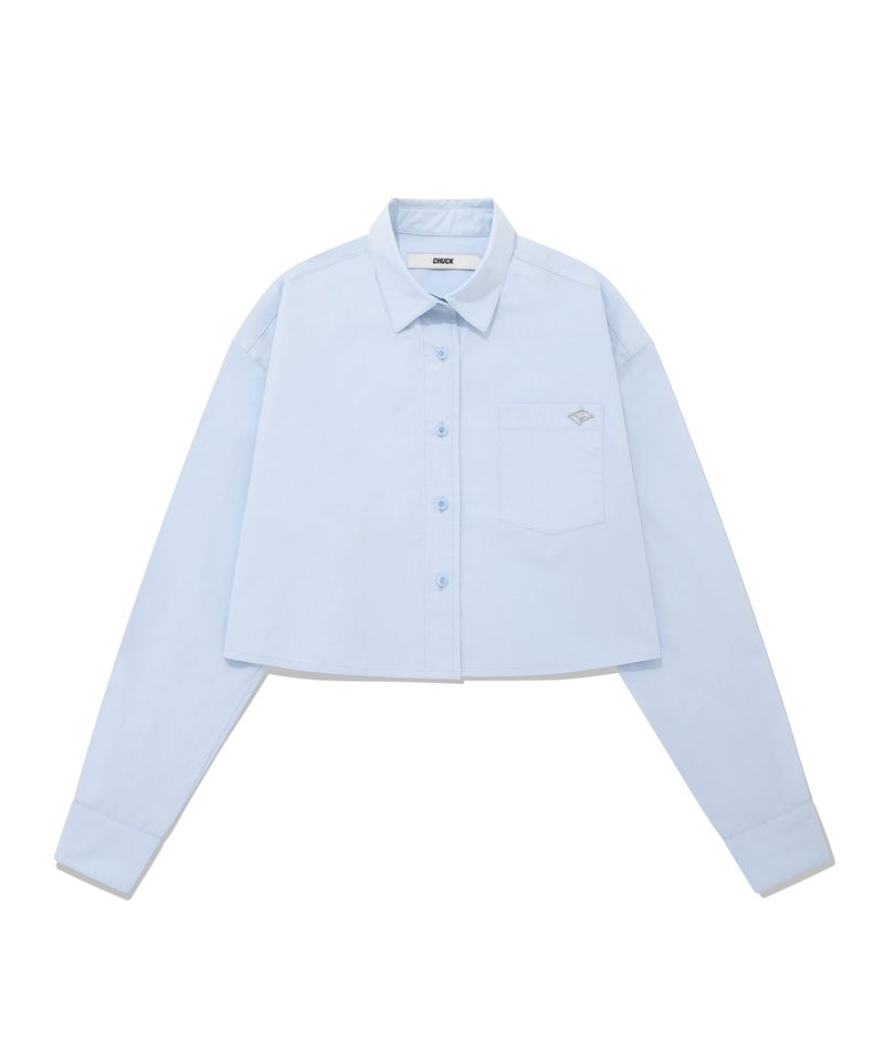 CHUCK(チャック)の「CHUCK シャープロゴクロップコットンシャツ / CHUCK SHARP LOGO CROP COTTON SHIRT (SKY BLUE)(Tops)」