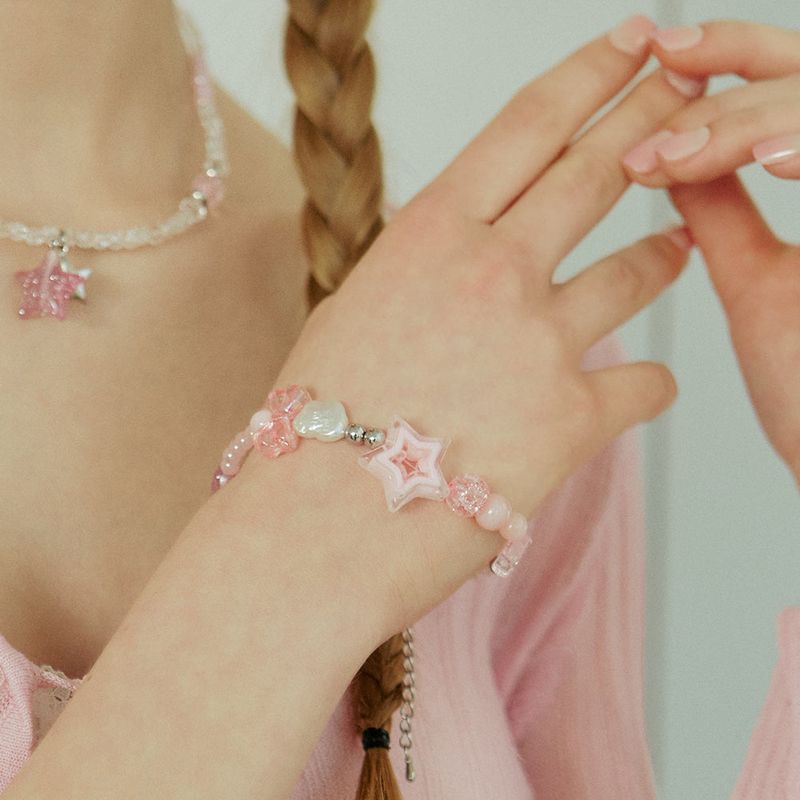 Point Star Ribbon Beads Bracelet