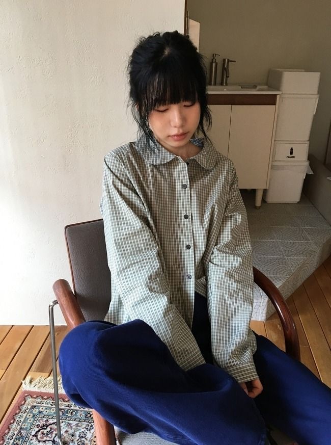 26FW★ [BAONHAUS] Hoimin Round Collar Check Blouse