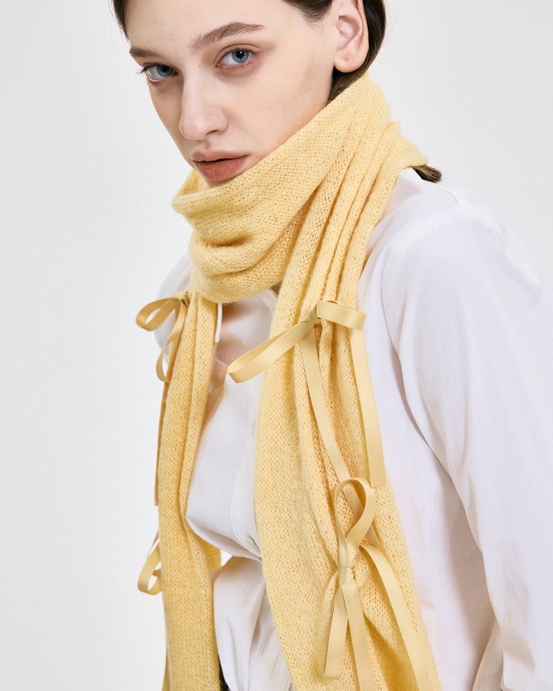 Ribbon Tied Muffler _ YELLOW