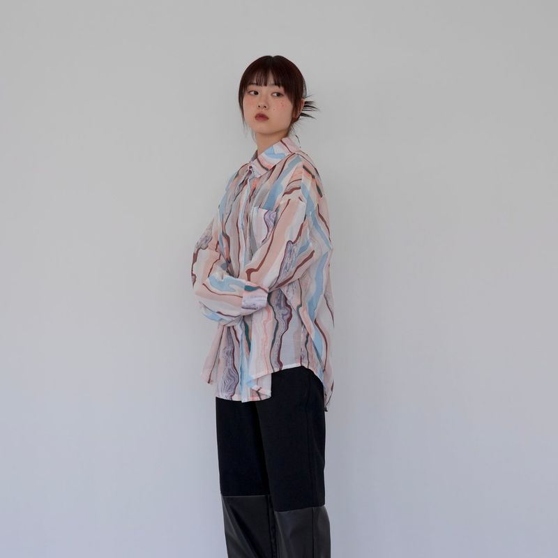 pastel marble sheer shirt