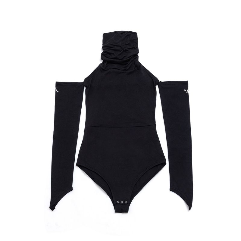 SSIMEEZ(シミズ)の「Loose-Neck Long-Sleeve Bodysuit(black)(Dresses)」
