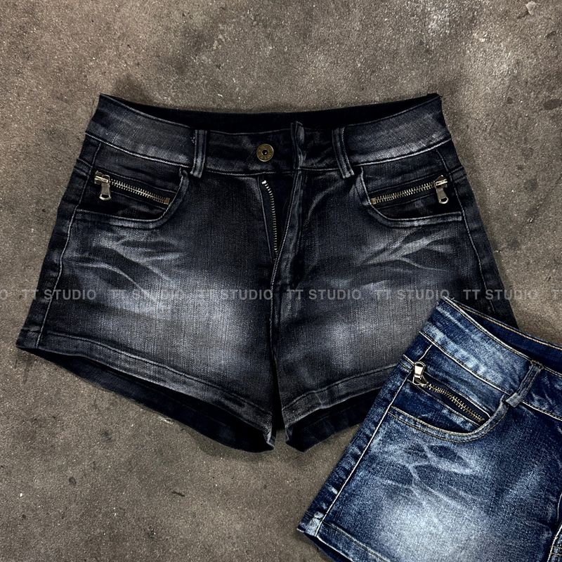 Vintage zip short denim-PT