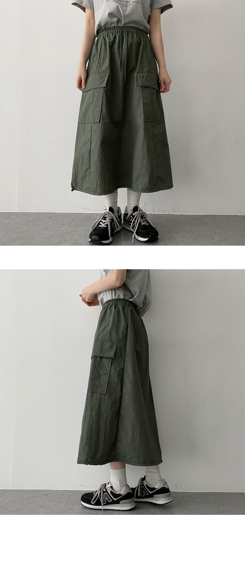 Top T-shirt nylon string long skirt