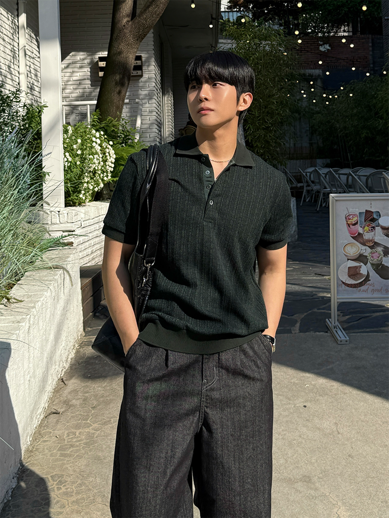 AVAND(アバンド)の「Texture collar knitwear short-sleeve(Tops)」