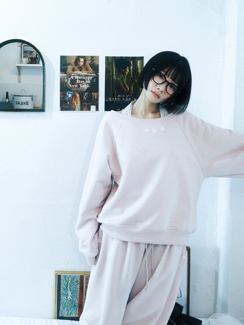 SIWL107（シウォル107）の「クロシェスウェットパンツ (ベビーピンク)（パンツ）」