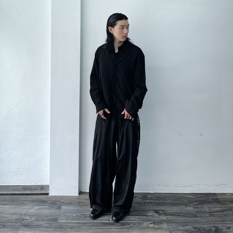 Deep Black Vertical Texture Shirt