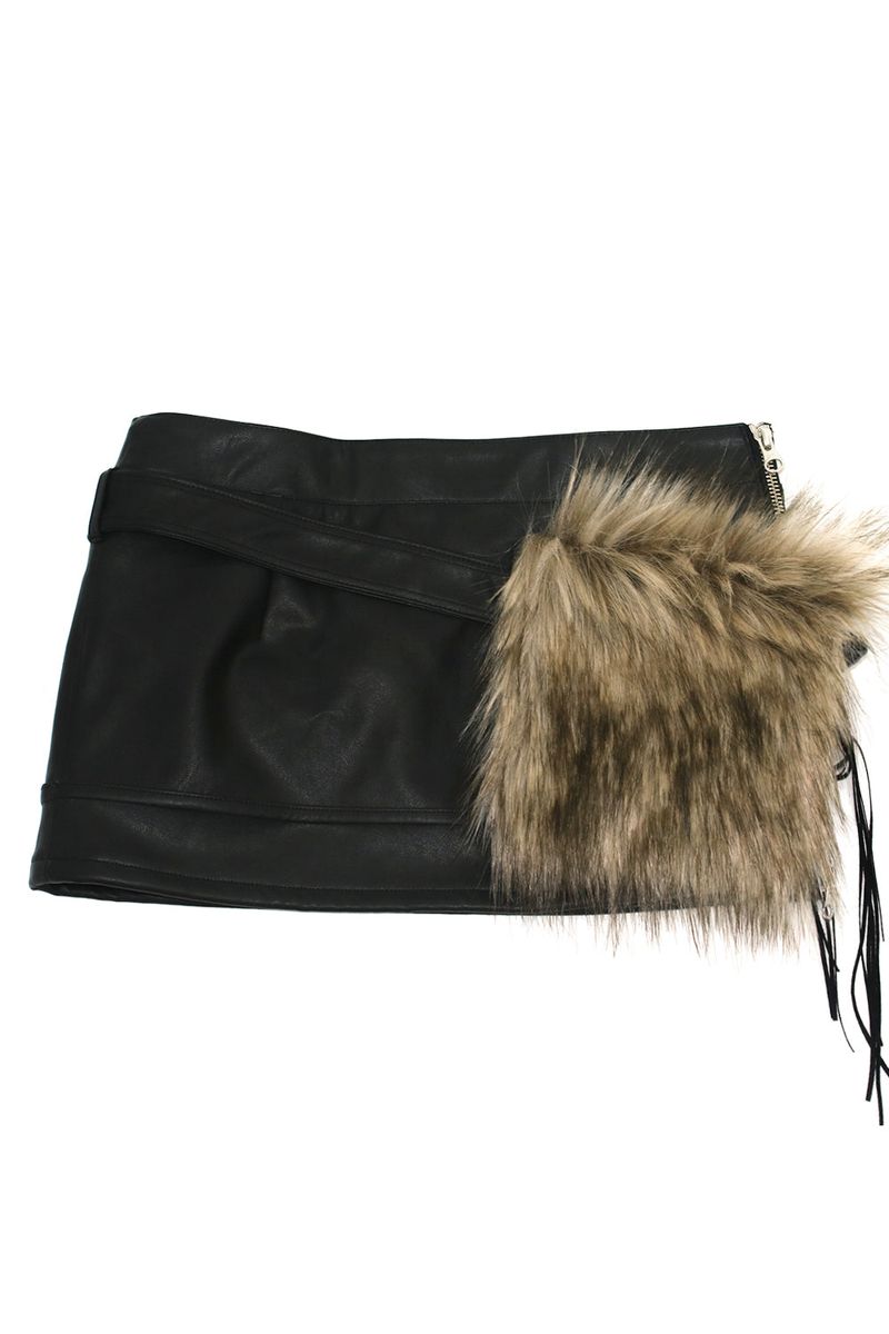TAAE（テ）の「[MADE] Fur Bag Leather Skirt 001（Skirts）」