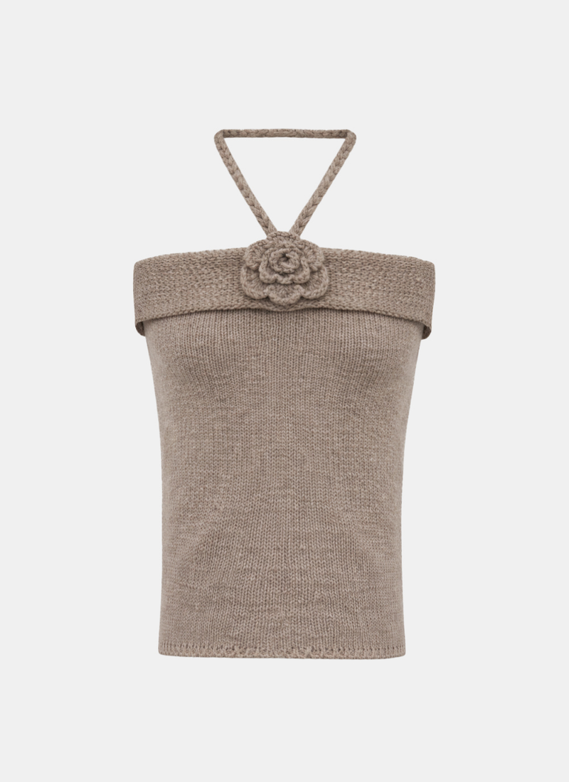 Rove Flower Halter Knit Top