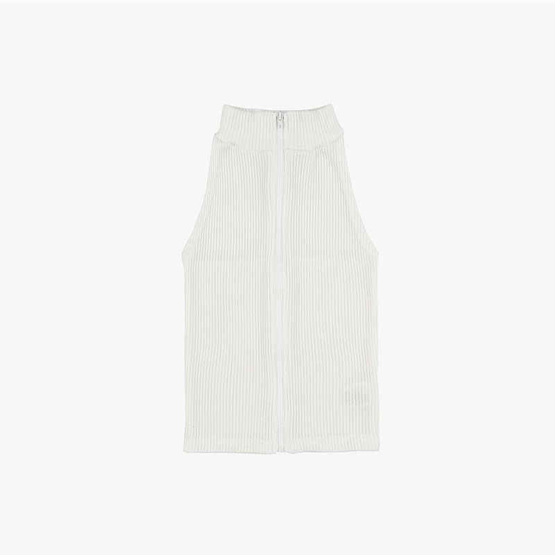 High halter-neck crop zip-up sleeveless