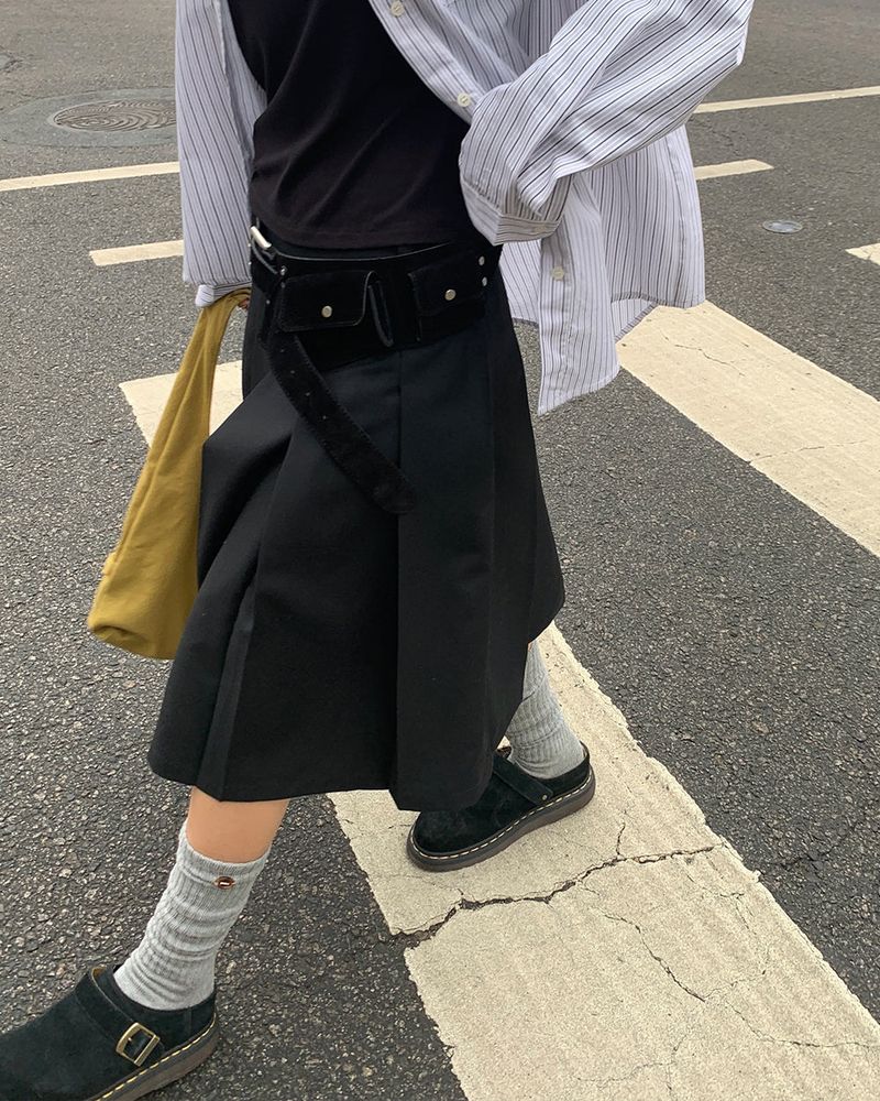 [ORIGINAL] Kachi midi pleats skirt
