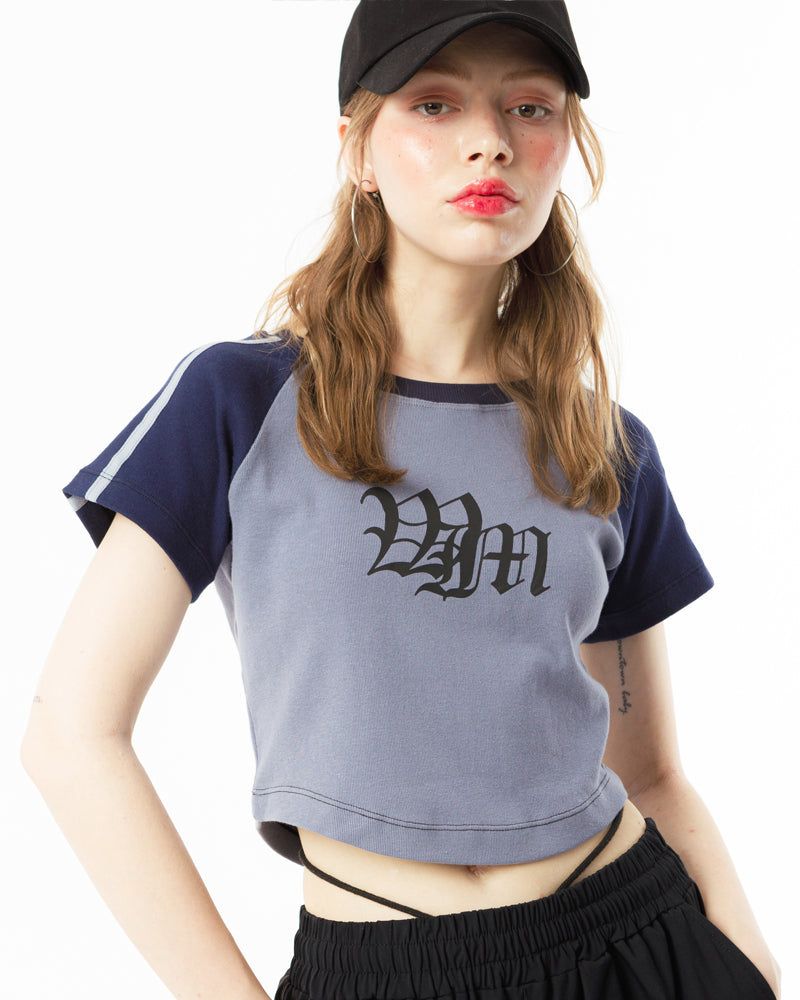 WIM(ダブリューアイエム)の「RAGLAN CROP-T(BLUE)(Tops)」