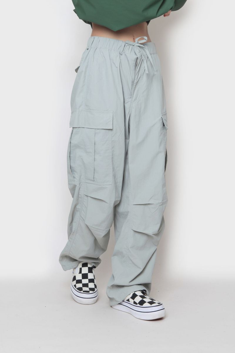 wide nylon cargo pants