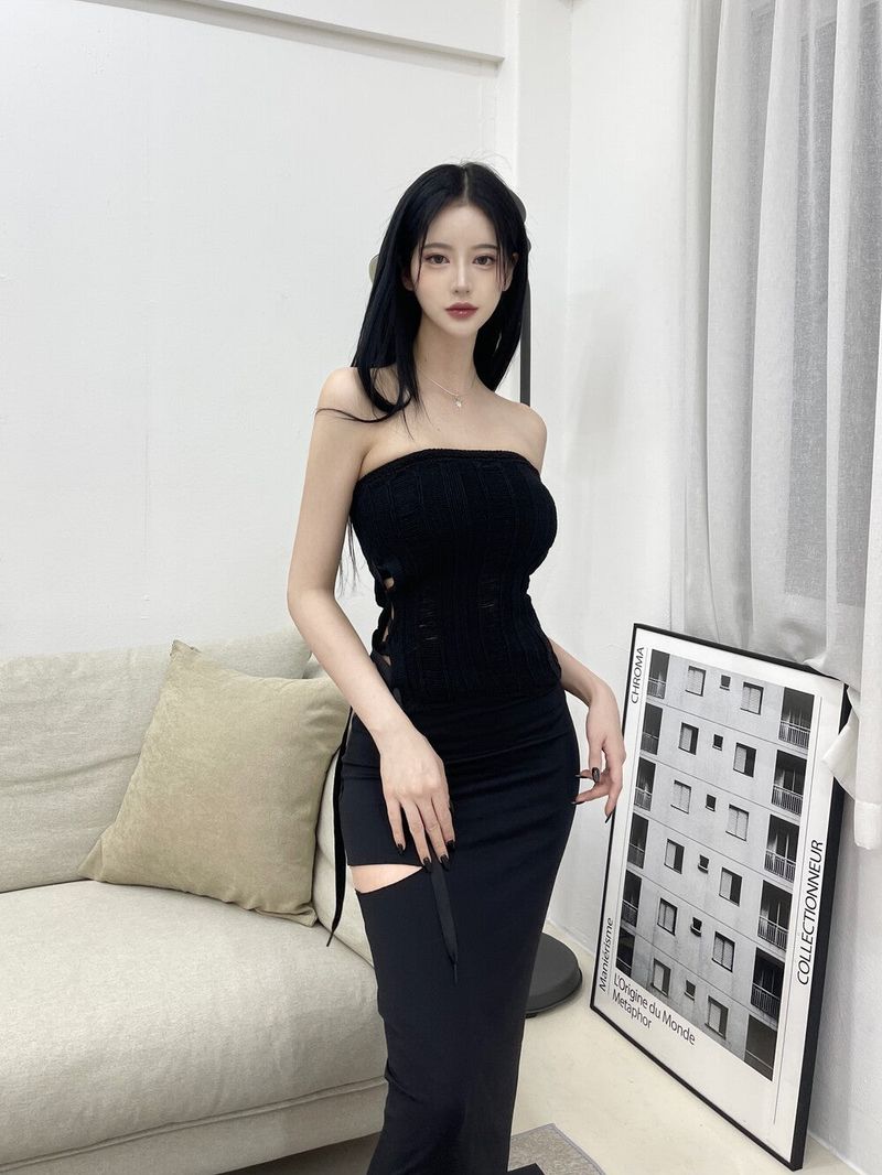 772. Strap slit maxy long sk (2color)