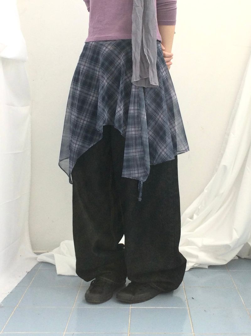 Misty Checkered Layered Skirt