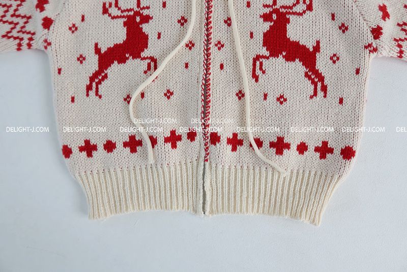 Rudolph nose-drawn snowflake knit zip-up jacket