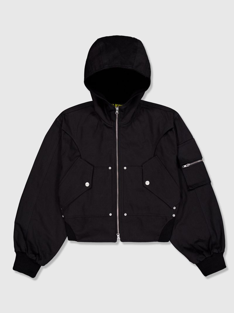 Circle Denim Bomber Jacket (Black)
