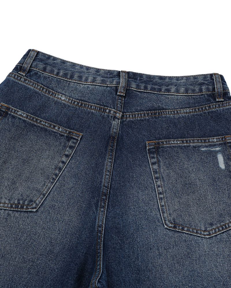 Part Blue Wash Distressed Denim