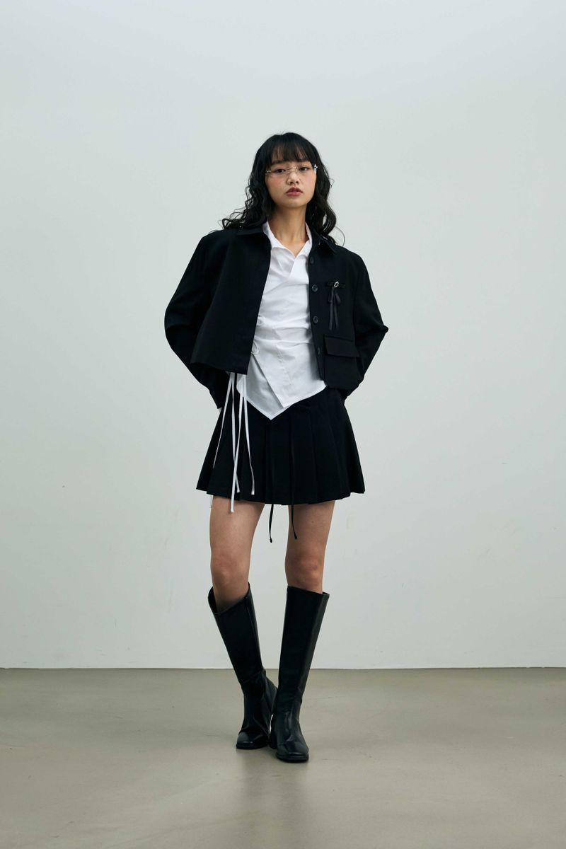 MILD PLEATS SKIRT PANTS / BLACK