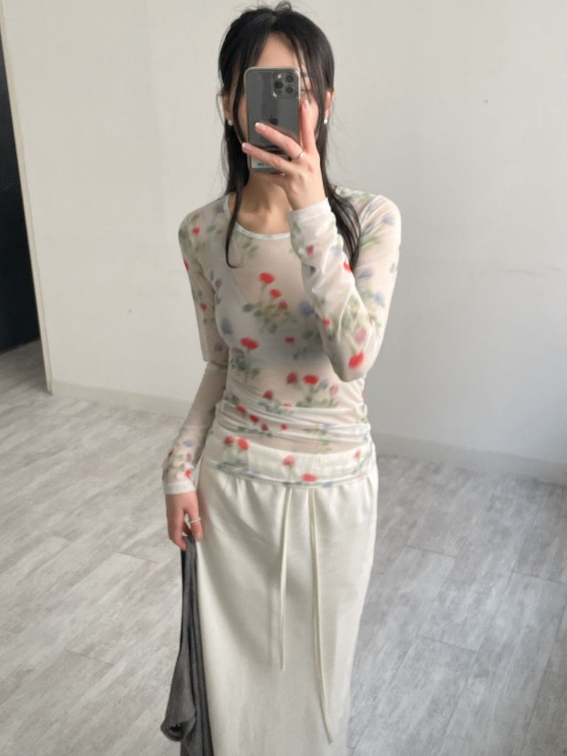 INCHANT ME(インチャントミー)の「Flower See-through Layered T-shirt(Tops)」