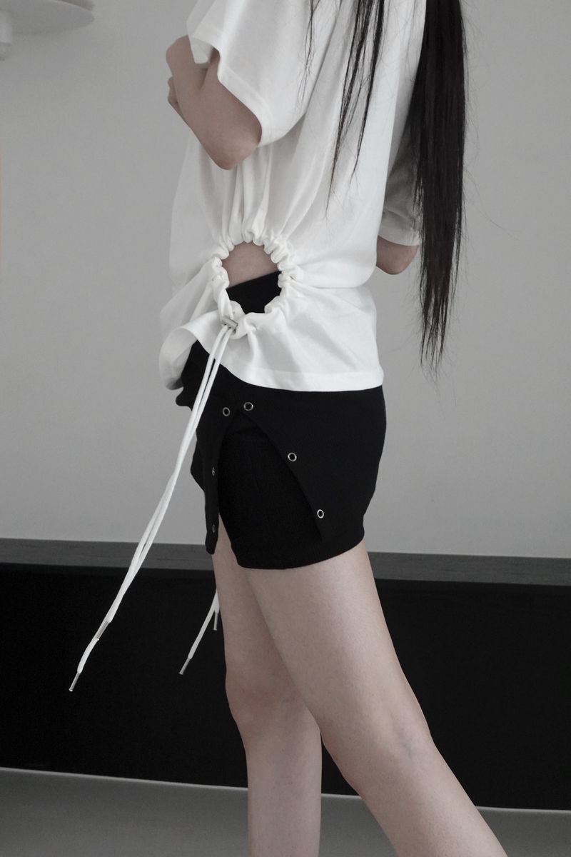 eyelet waffle shorts (2color)