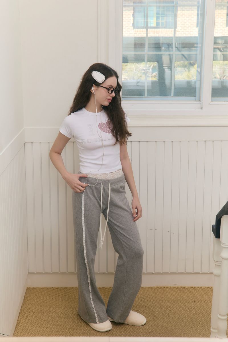 Sweet Dreams Lace Flare Pants (Gray)