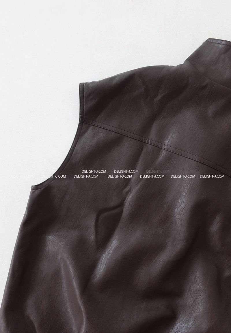 leather oversized fit vest jacket