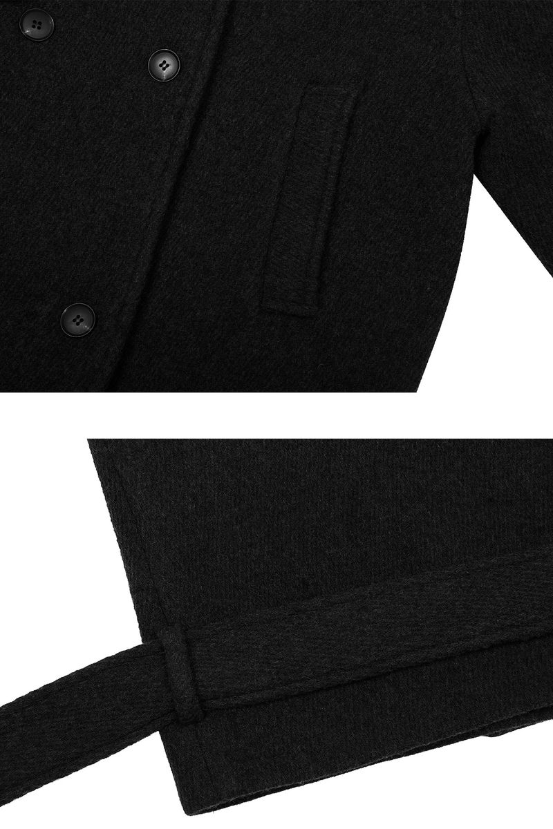 AMBER BELTED DOUBLE COAT black