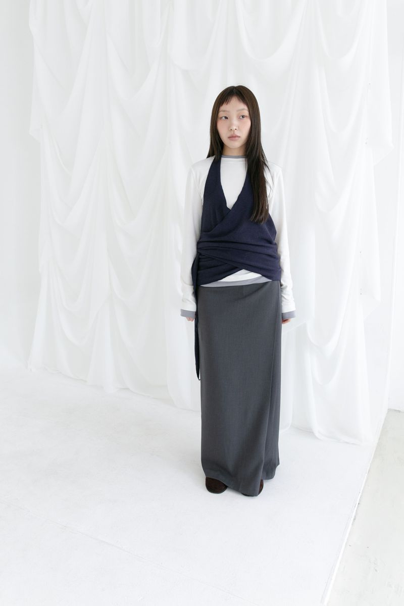 modern wrap lip-pocket skirt(2colors)
