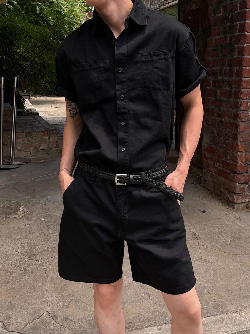 [SET UP가능] Short bermuda denim pants(2color)
