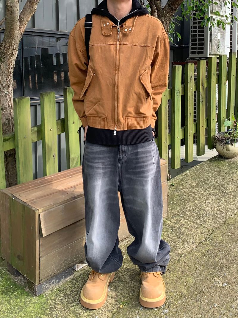Rib Hood Half Zip-Up Knit