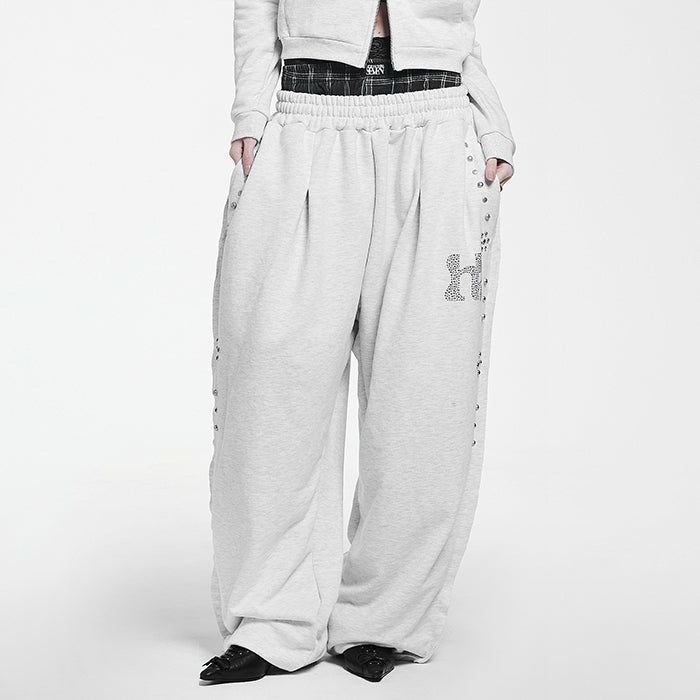 Simple One Tuck String Pants_WHITE MELANGE