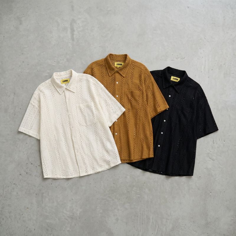 Hollow Knit Striped Shirt